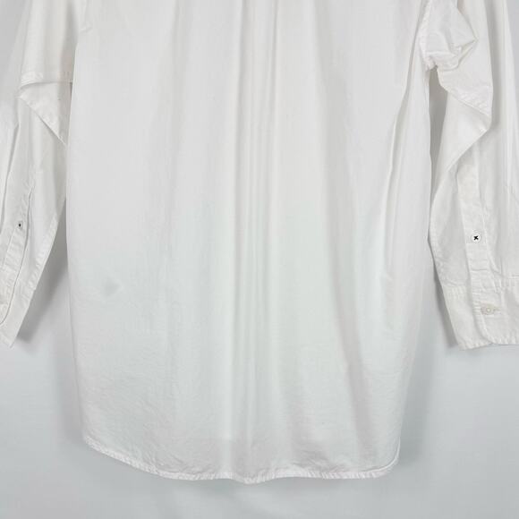 J Crew Shirt Womens 00 White Relaxed Fit Washed Cotton Poplin Long Sleeve - Picture 10 of 15
